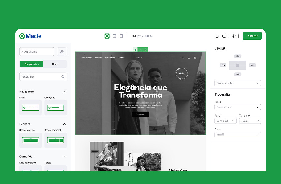 Capa do construtor de sites Macle